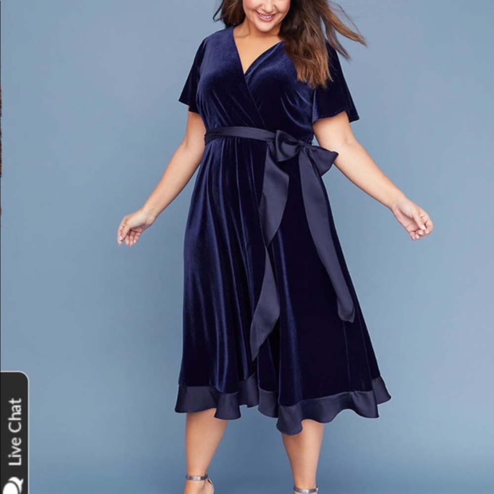 Gorgeous NWOT Lane Bryant Blue Velvet Dress 18/20